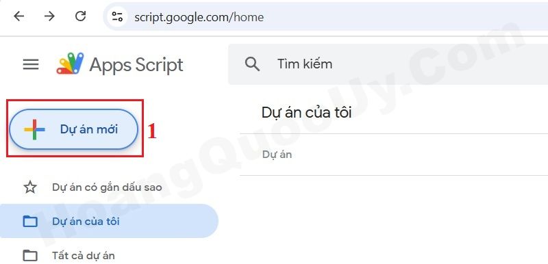 Tạo mới dự án trên Google Apps Script