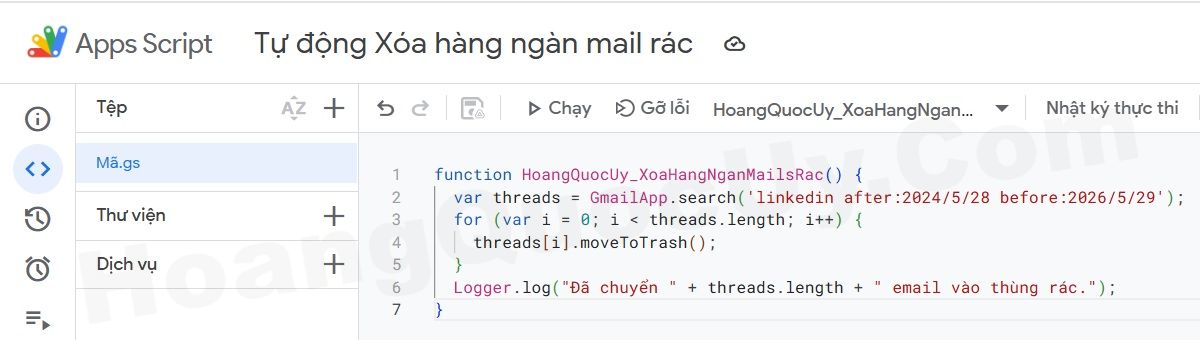 Đổi tên dự án mặc định thành Tên dự án thực của Bạn