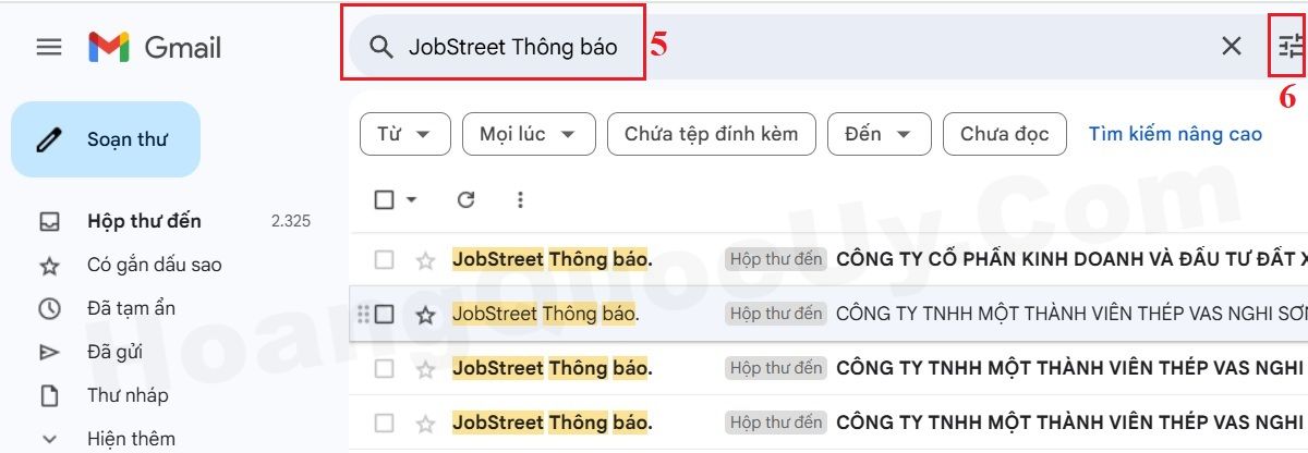 Tạo điều kiện tìm kiếm email rác để xóa trên Gmail