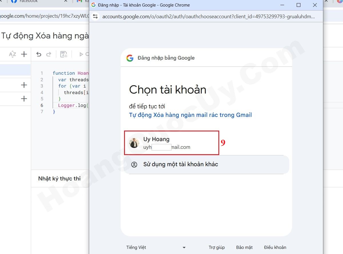 Gán quyền thực thi dự án - Bước 2