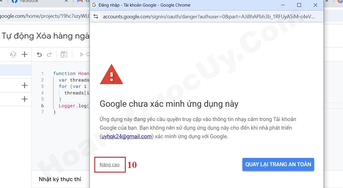 Gán quyền thực thi dự án - Bước 3